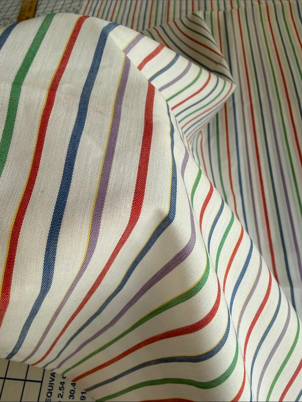Vintage 1970s Multicolor Stripe Fabric 2 3/4 Yards x 44” Shirting Dress